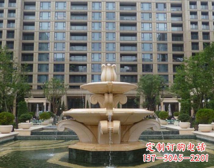 温州小区景观晚霞红喷泉石雕 (2)