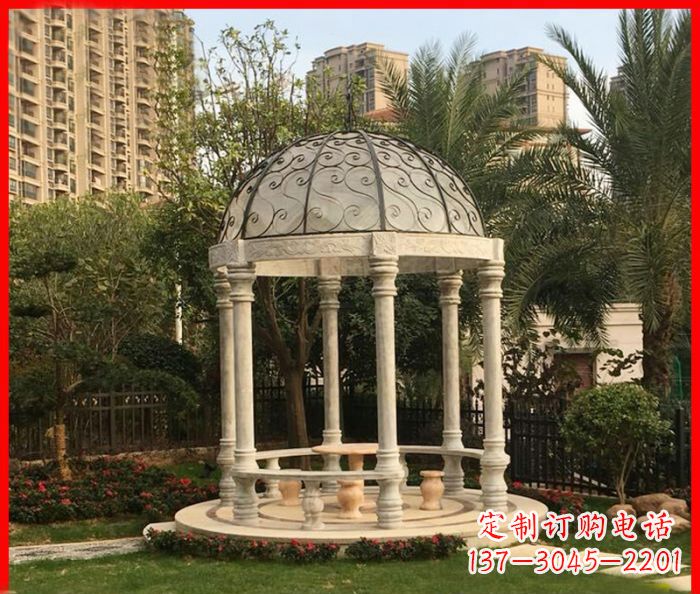 温州小区欧式圆顶凉亭石雕 (2)