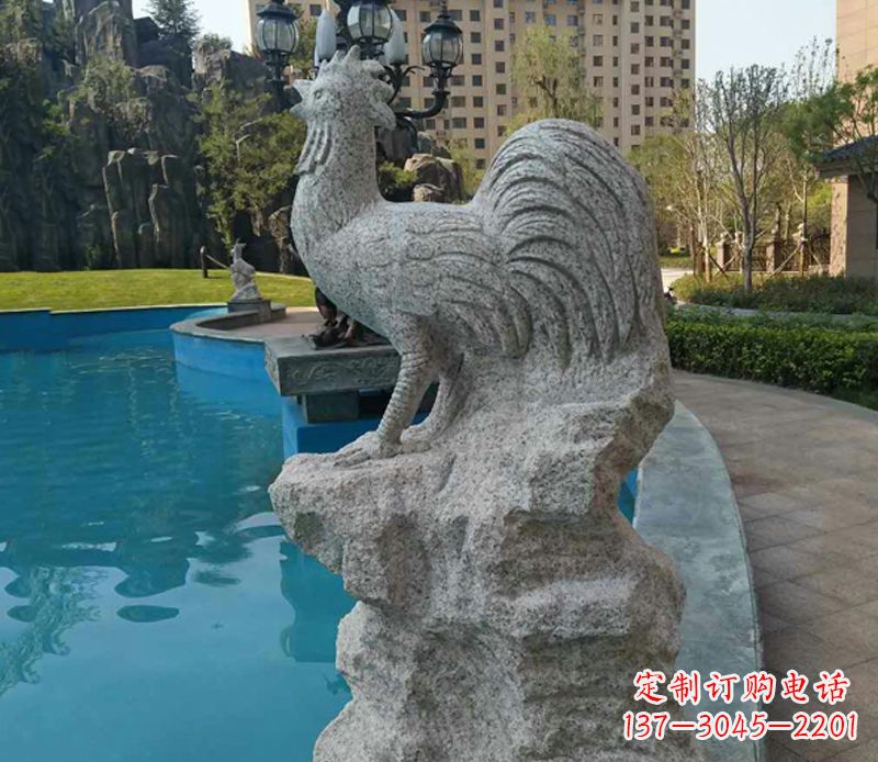 温州小区十二生肖鸡动物石雕