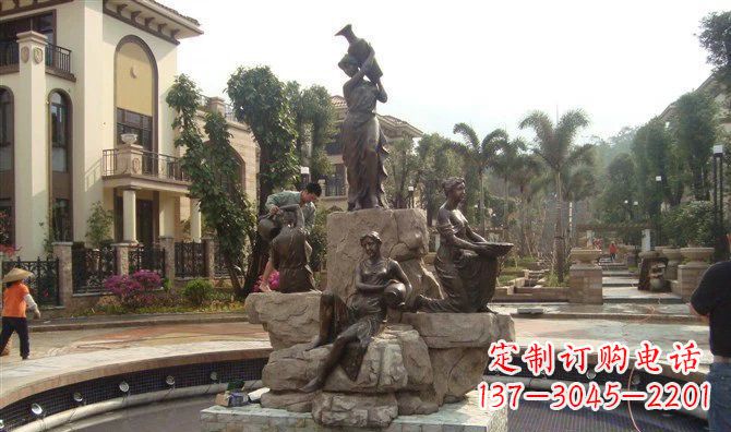 温州小区西方美女喷泉人物铜雕
