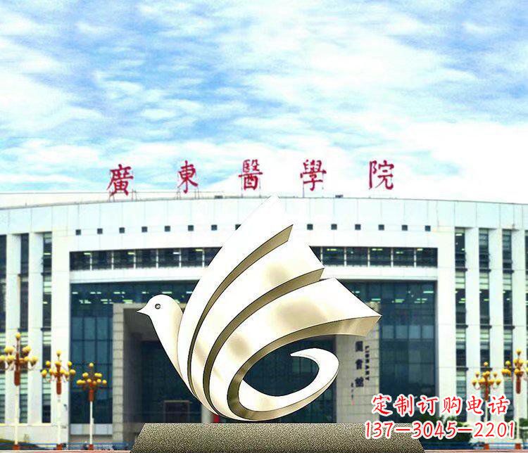 温州校园不锈钢抽象和平鸽雕塑