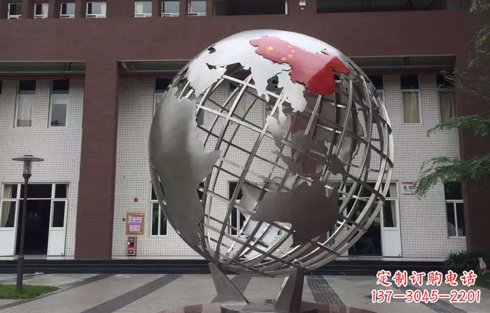 温州校园不锈钢地球仪雕塑 (4)