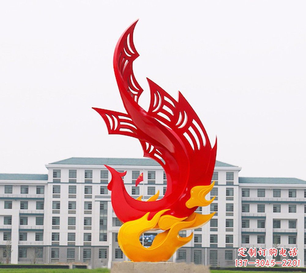 温州校园不锈钢凤凰浴火雕塑