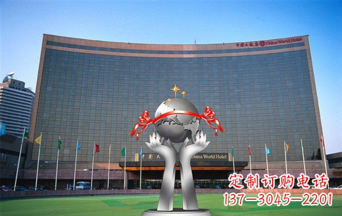 温州校园不锈钢双手捧地球雕塑