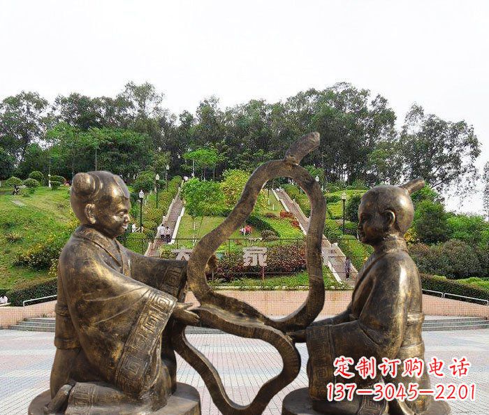 温州校园抽象孔融让梨铜雕