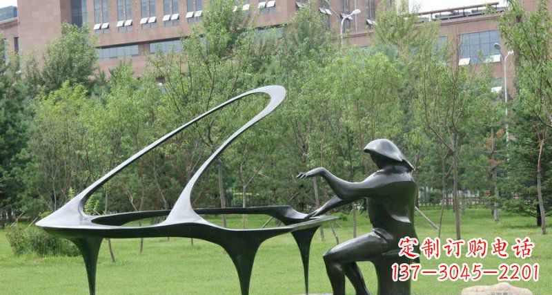 温州校园弹钢琴景观铜雕