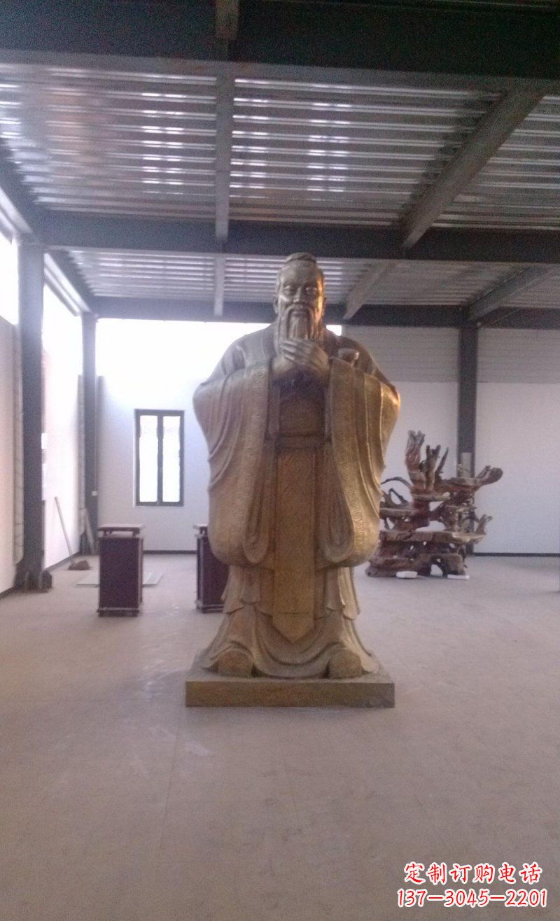 温州校园仿铜老子玻璃钢名人雕塑