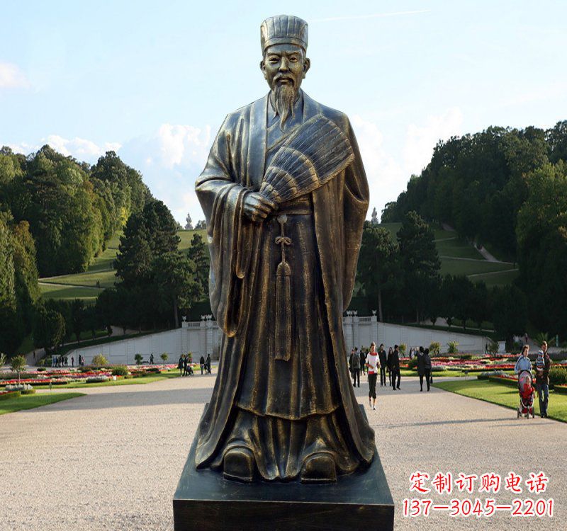 温州校园古代名人诸葛亮铜雕