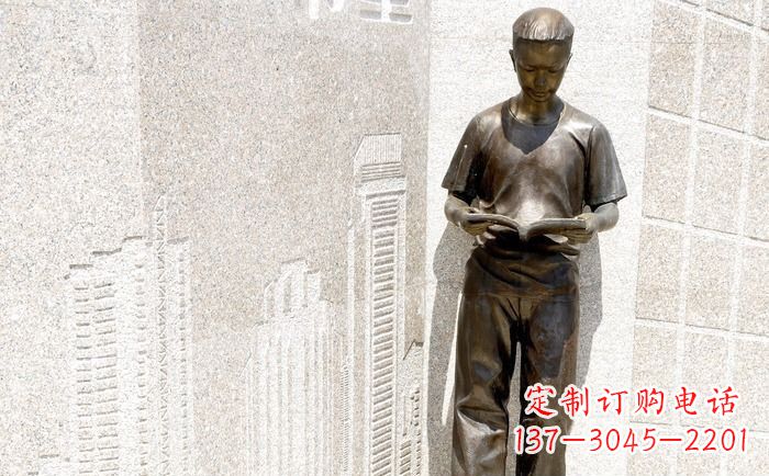 温州校园看书的学生人物铜雕