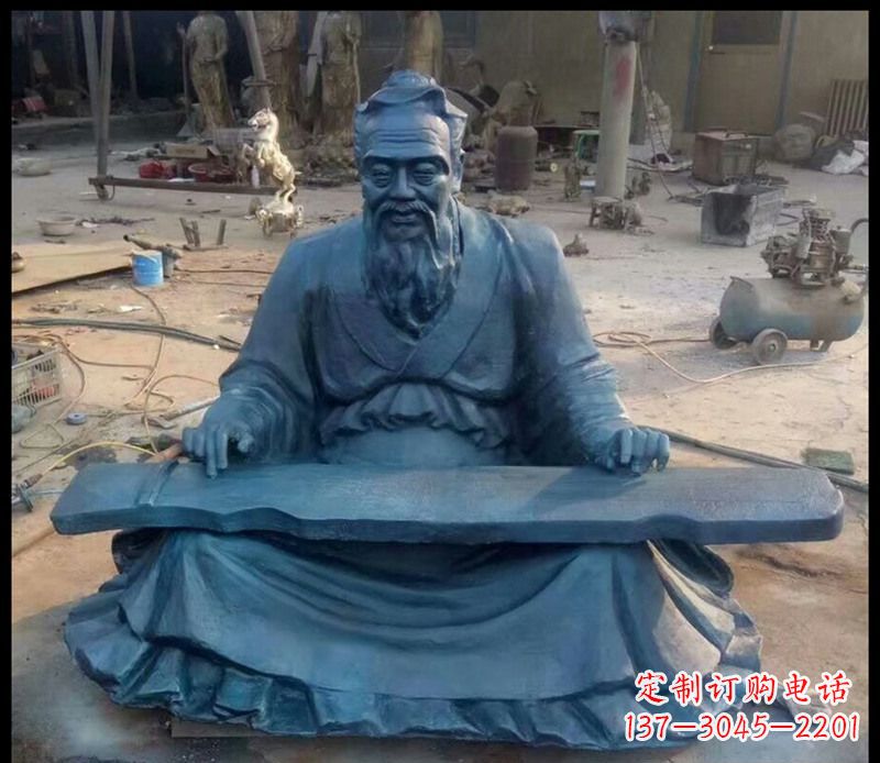 温州校园孔子弹琴铜雕