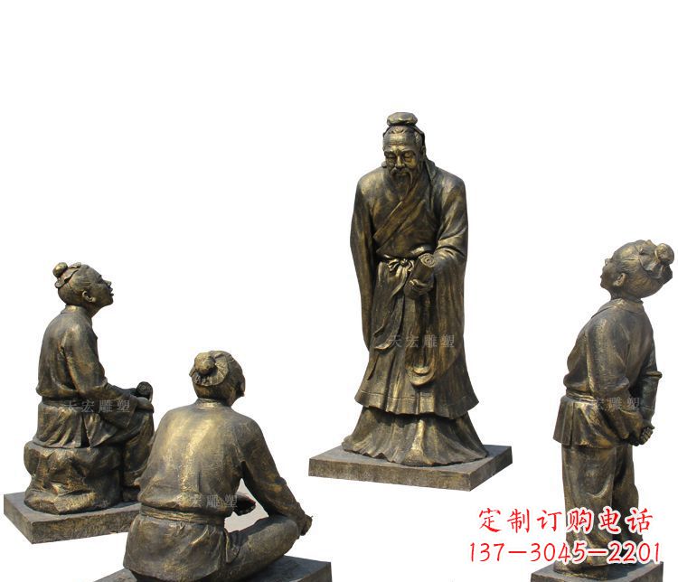 温州校园孔子讲学铜雕塑