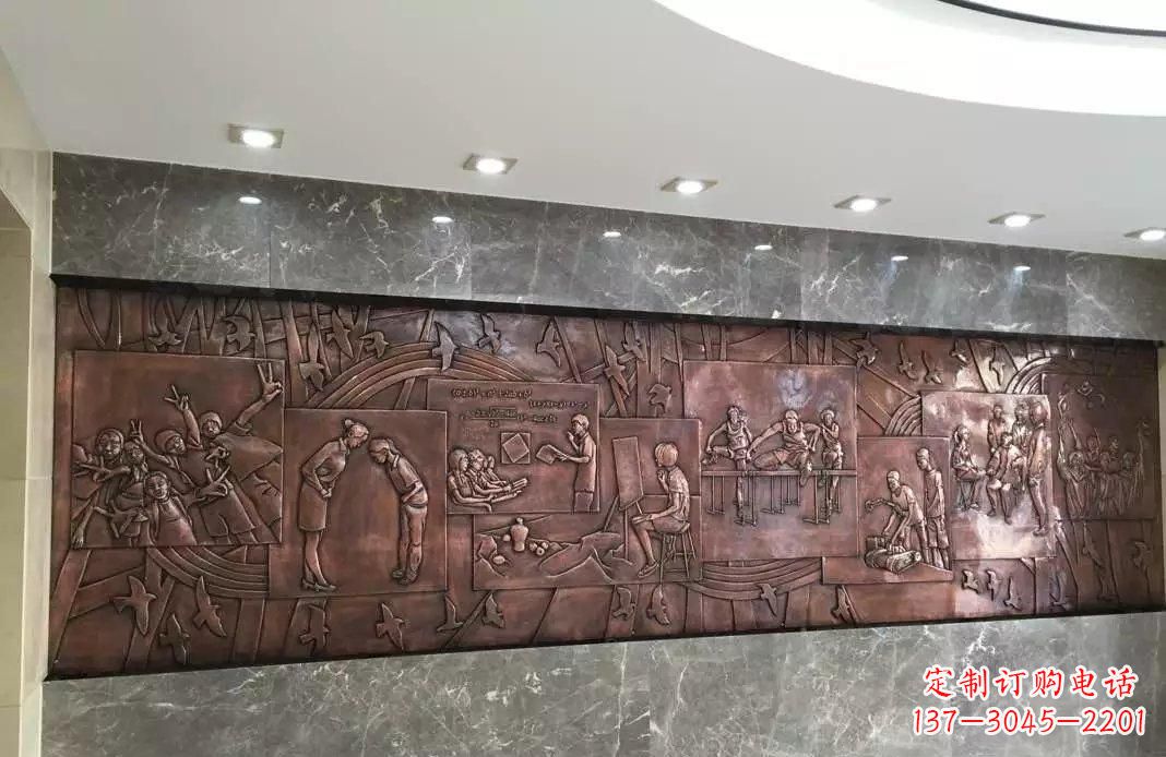 温州校园老师与学生铜浮雕