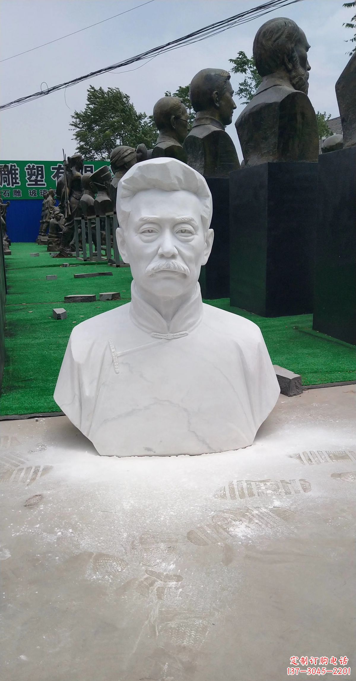 温州校园名人汉白玉鲁迅头像