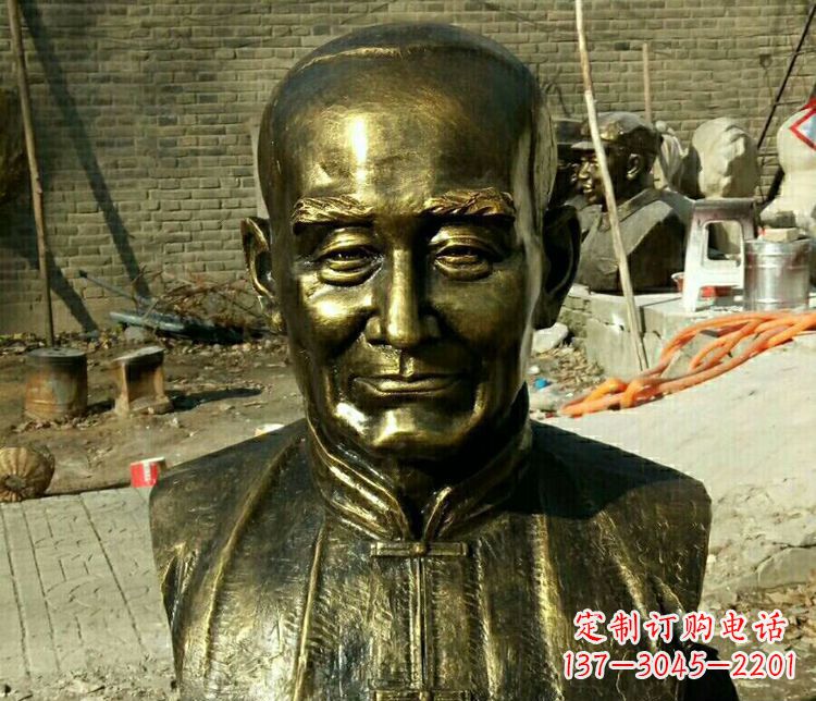 温州校园名人叶圣陶胸像铜雕