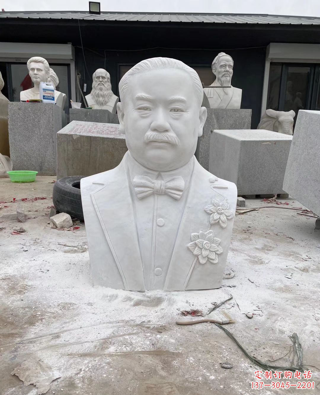 温州校园名人詹天佑头像石雕