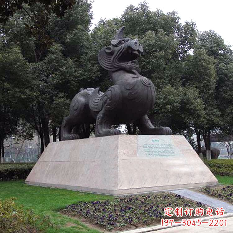 温州獬豸神兽雕塑-公园上古神兽景观雕塑