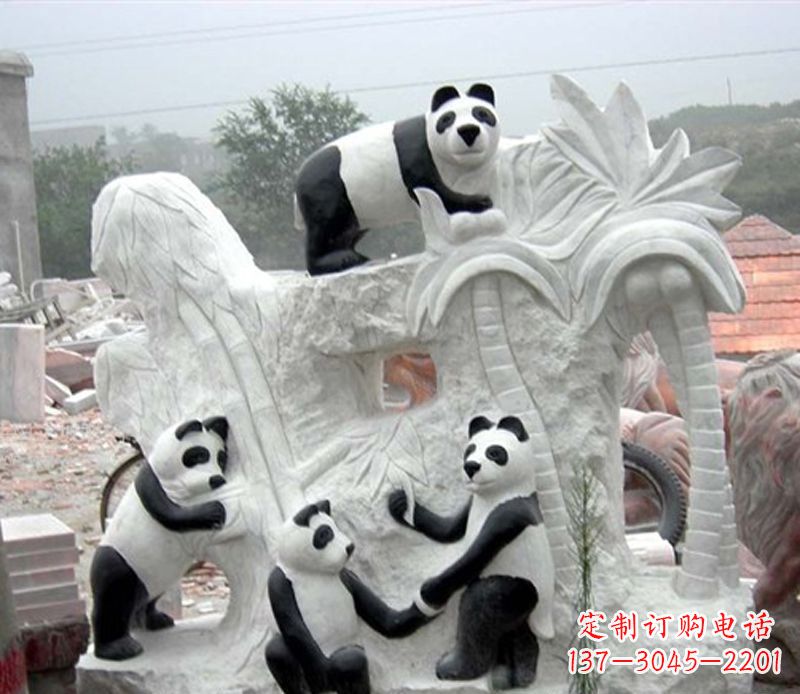 温州熊猫动物景观石雕