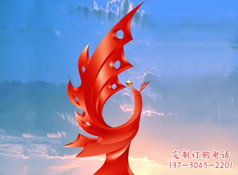 温州学校不锈钢奋进凤凰标志雕塑