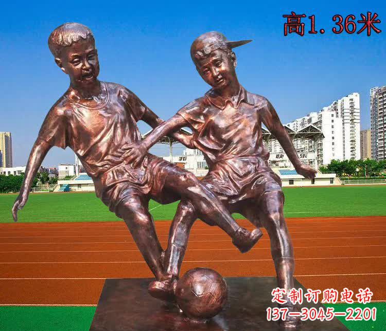 温州学校铜雕踢足球儿童