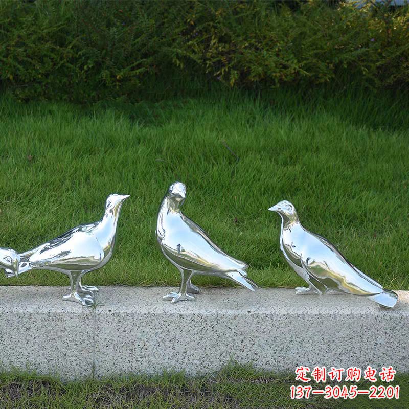 温州银白色不锈钢电镀鸽子雕塑摆件