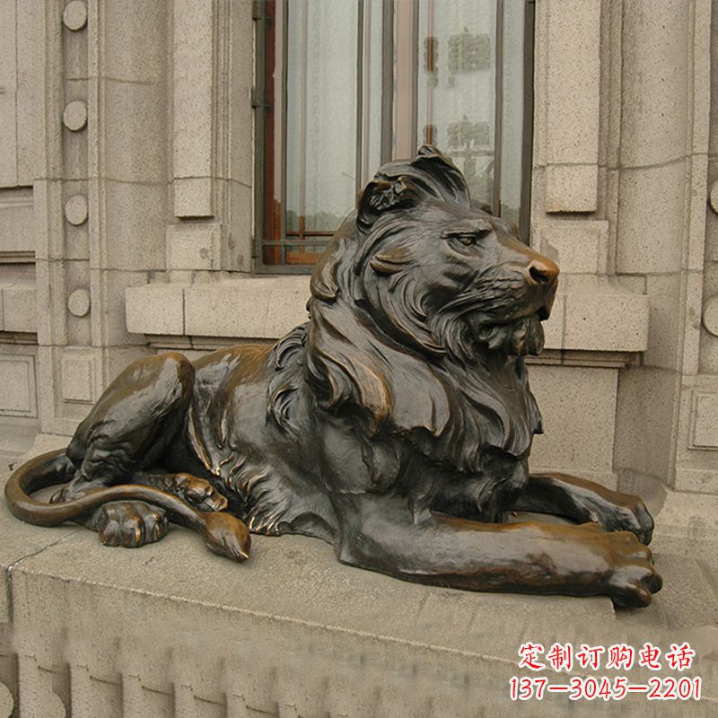 温州银行大门铜雕港币狮子看门动物雕塑