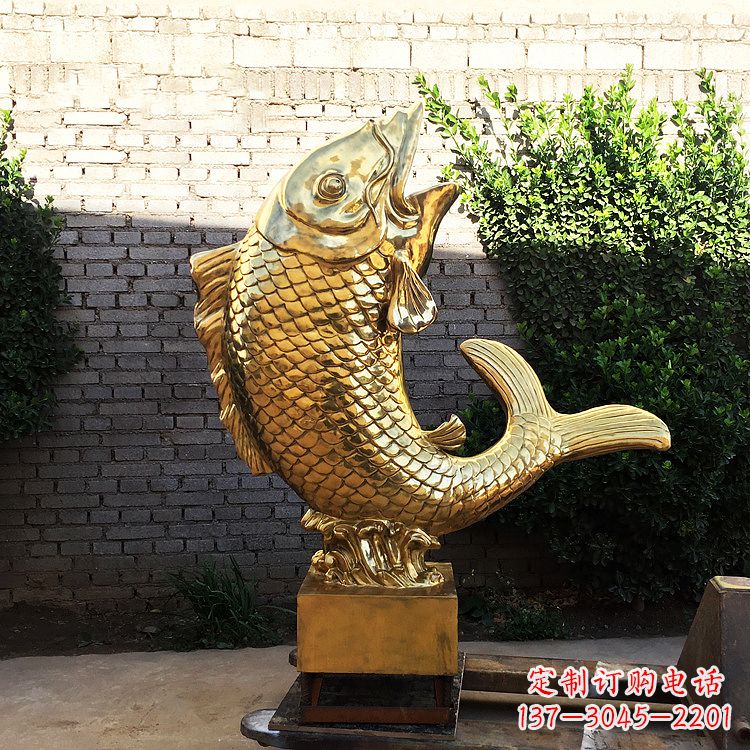 温州鱼跃景观铜雕-纯铜铸造企业商场动物雕塑摆件