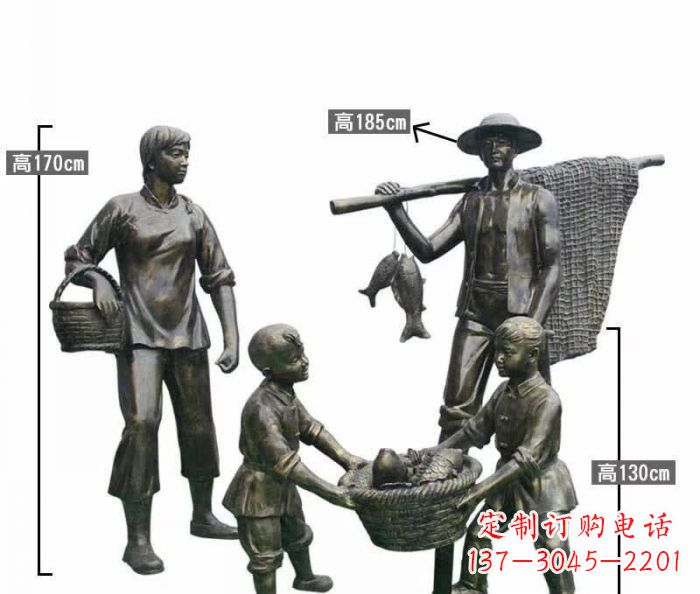 温州渔夫捕鱼民俗铜雕 (3)