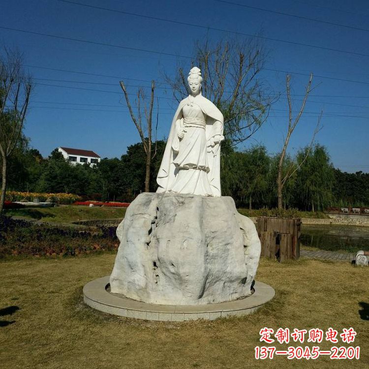 温州虞姬石雕塑-公园历史名人楚汉时期美女雕像