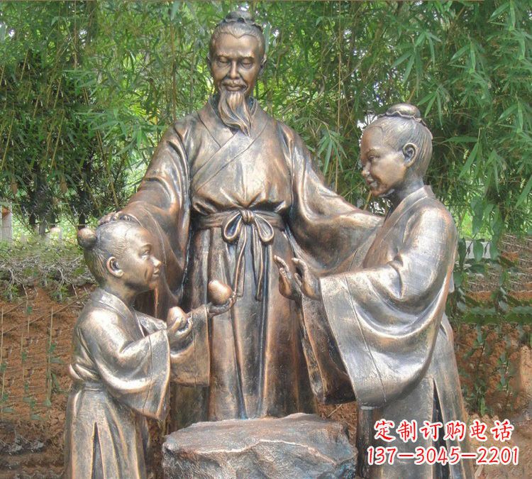 温州寓言故事铜雕_孔融让梨