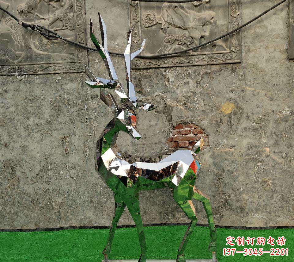 温州园林不锈钢抽象小鹿雕塑