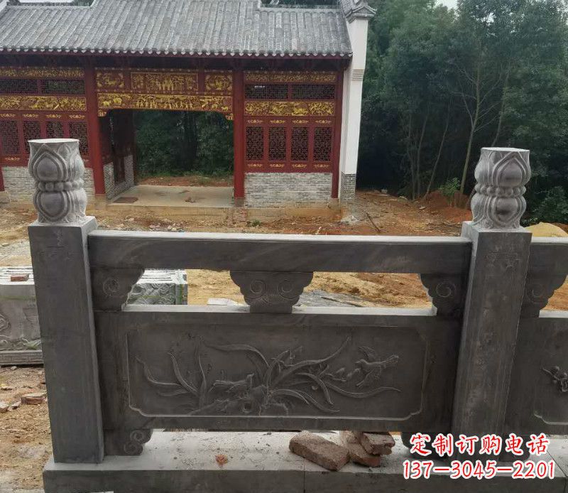 温州园林仿古兰花石浮雕栏板景观石雕