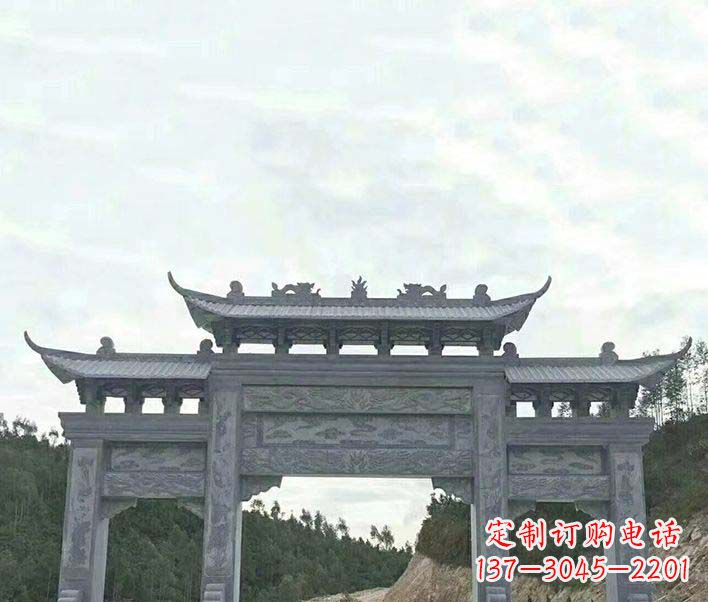 温州园林仿古三门石牌坊景观石雕