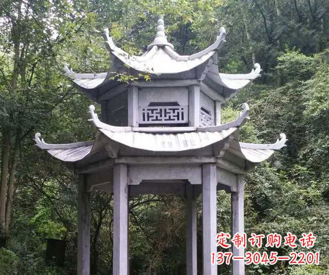 温州园林仿古石凉亭景观石雕 (3)