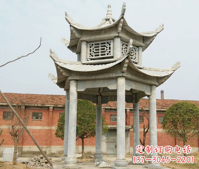 温州园林仿古双层石雕凉亭 (2)
