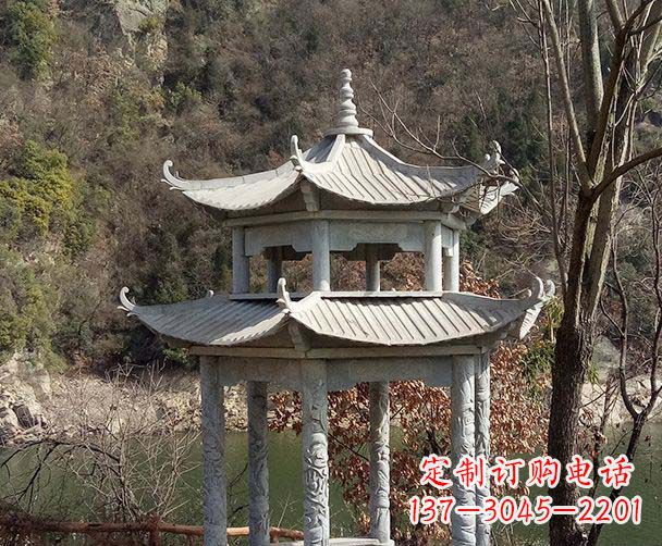 温州园林仿古双层石雕凉亭