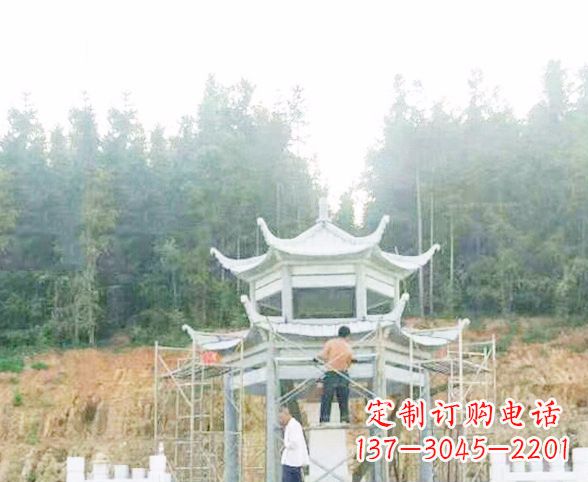 温州园林仿古双层石凉亭景观石雕 (2)