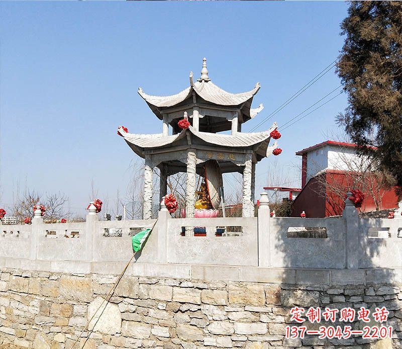 温州园林仿古双层石凉亭景观石雕 (3)