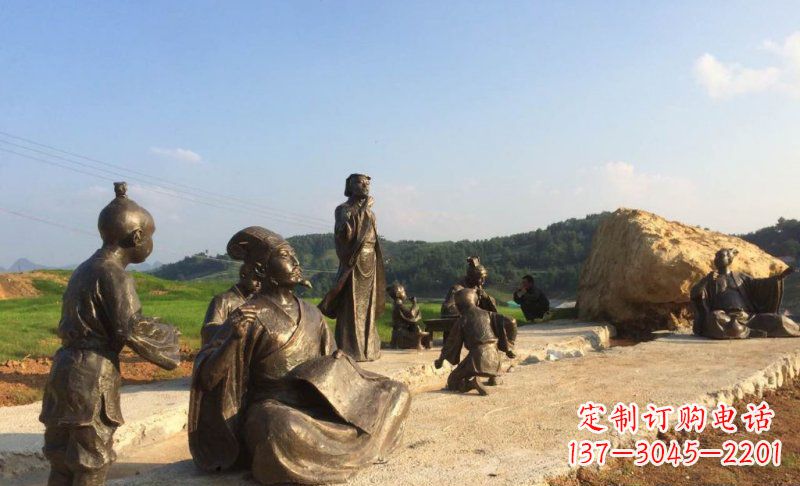 温州园林古代人物和玩耍的小孩小品铜雕
