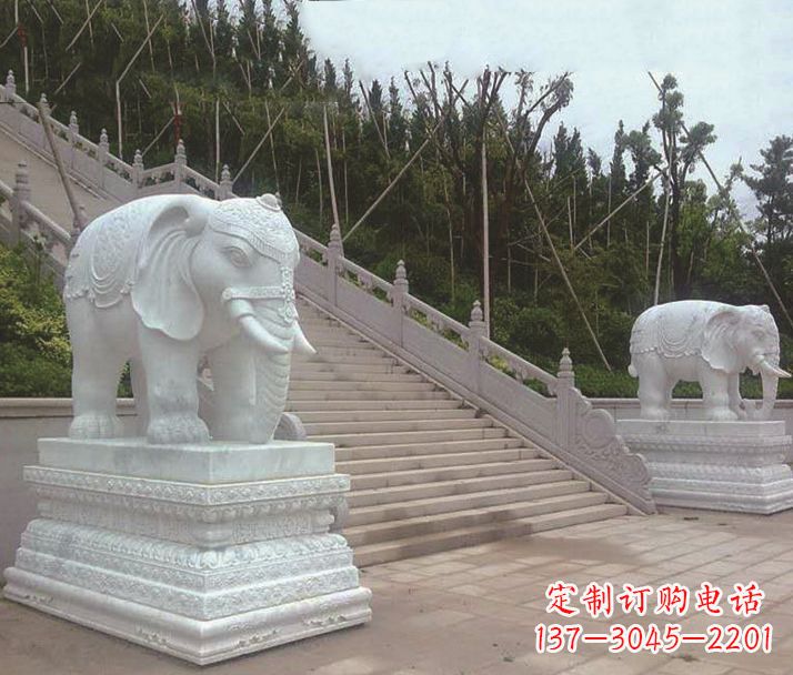 温州园林汉白玉大象景观石雕