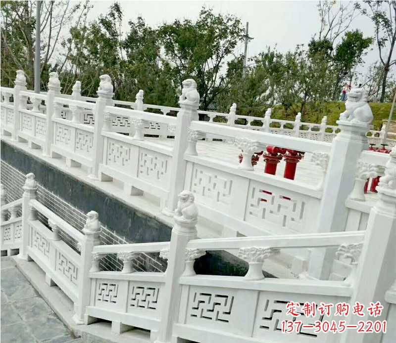 温州园林汉白玉栏板景观石雕 (2)