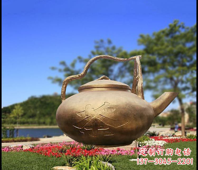 温州园林景观茶壶铜雕