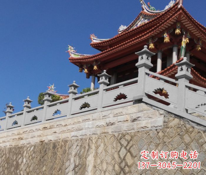 温州园林景观大理石镂空莲花石栏板