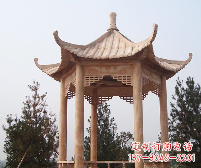 温州园林景观单层石雕凉亭 (3)