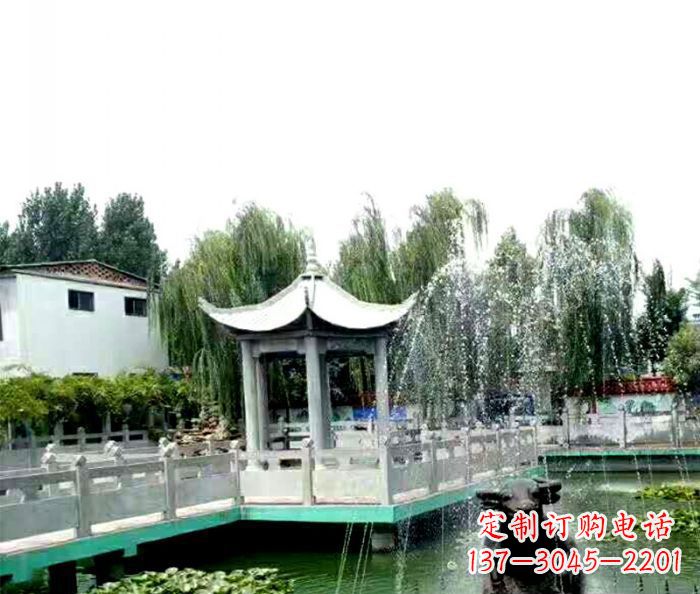 温州园林景观单层六角石雕凉亭