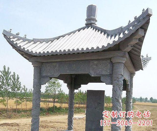 温州园林景观单层石雕凉亭 (4)