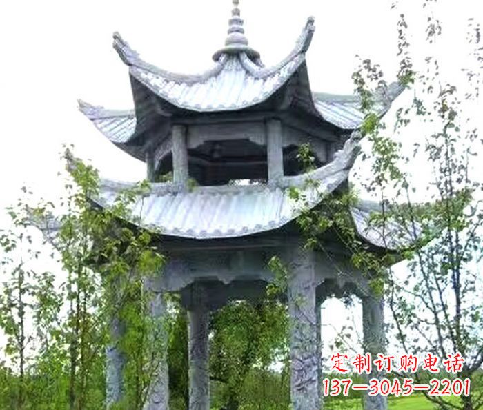 温州园林景观仿古六角石凉亭