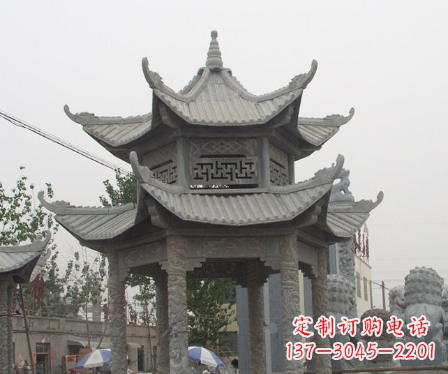 温州园林景观仿古石雕凉亭 (2)