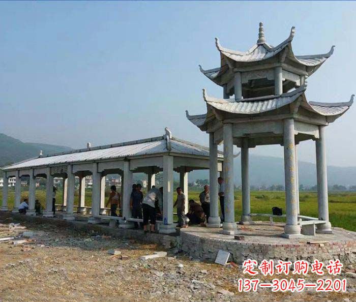 温州园林景观仿古石雕长廊凉亭