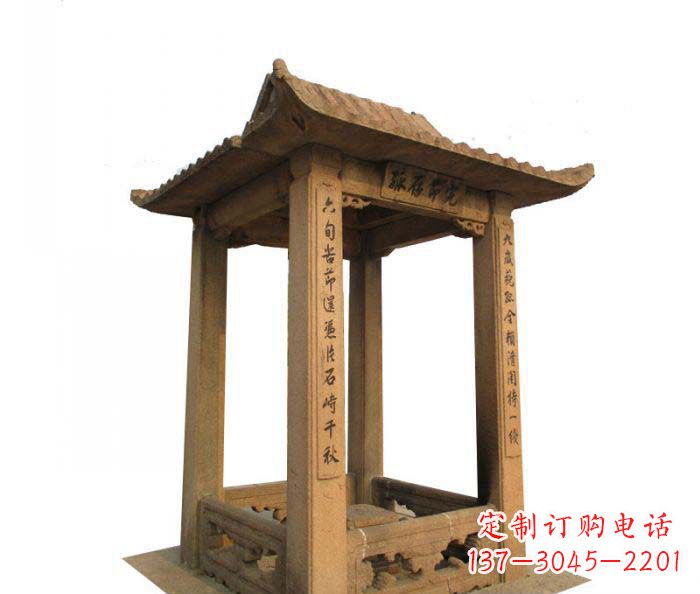 温州园林景观四角石雕凉亭
