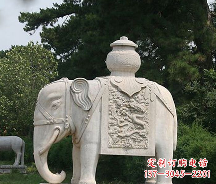 温州园林景观驮宝大象石雕